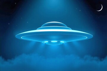 Minimalist World UFO Day graphics: abstract saucer, metallic gradients, starry sky – ideal for social media, ads, and merchandise.