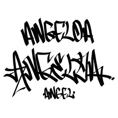 Angeloa angel holy name list meaning baptism bible christian religius graffiti handstyle lettering tags black and white logo