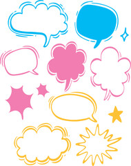 Colorful Speech Bubble Doodle Elements