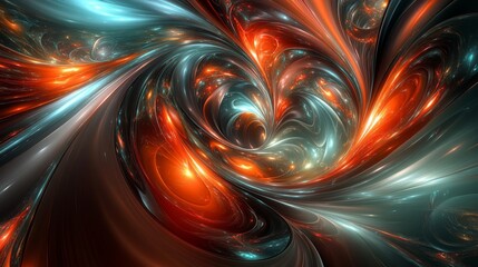 Abstract Swirling Teal and Orange Fractal Background