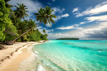 tropical beach with palm trees
