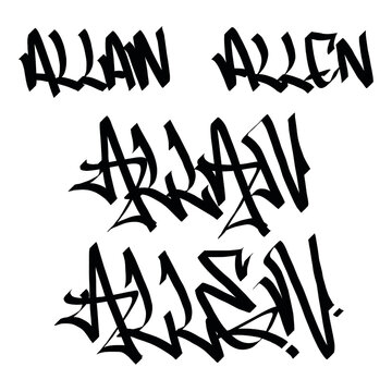 Allan allen holy name list meaning baptism bible christian religius graffiti handstyle lettering tags black and white logo