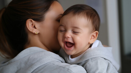 Joyful Baby Laughing in Parent's Embrace