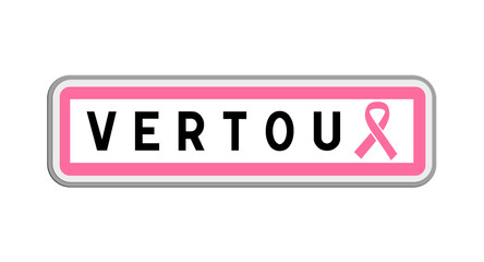 Panneau de sortie de Vertou, Loire-Atlantique, Pays de la Loire avec Ruban Octobre Rose