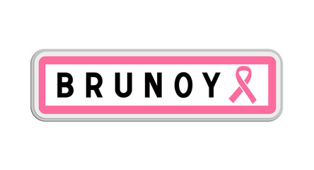 Panneau de sortie de Brunoy, Essonne, Île-de-France avec Ruban Octobre Rose