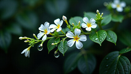 white flowers on green