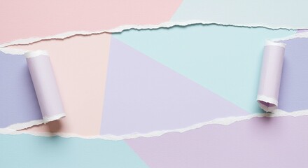 Pastel Color Torn Paper Background with Space for Text and Design Elements