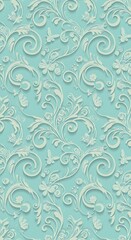 Aqua Dreamscape: Embossed Floral Pattern AI Generated