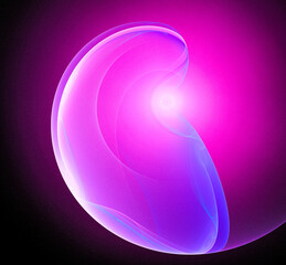 Magenta and Cyan Half-Glow Orb – Smooth Neon Light Blend with Rounded Abstract Form and Soft Highlights