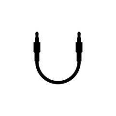 Audio cable with long round cord and two connectors. Vector icon.