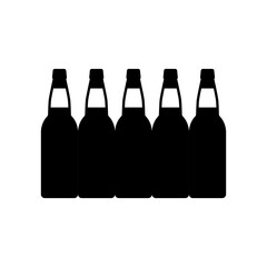 Silhouettes of beer bottles together. Bottles of beer combined into one silhouette. Vector drawing and illustration on white background. 