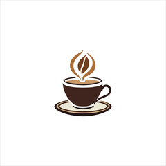 Abstract Vector Logo Icon Illustration of a Coffee Cup with Artistic Steam Design for Cafes and Beverage Branding