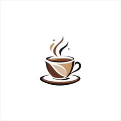 Abstract Vector Logo Icon Illustration of a Hot Coffee Cup with Rising Steam