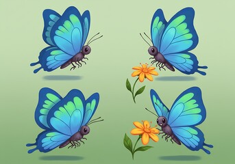 Obraz premium Azure Flutter: A Floral Dance AI Generated