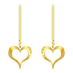 Abstract Golden Pendant with Golden Chain. Raster. 3D Illustration