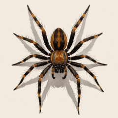 Nocturnal Bloom: ink and wash tarantula isolated watercolor vector illustration svg 