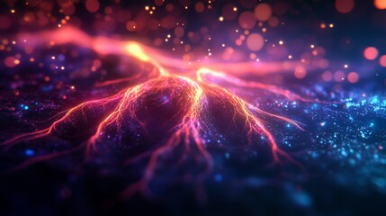 Obraz premium Abstract Volcano Eruption with Glowing Particles