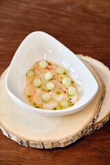 Scallop in cucumber sauce . gastronomy