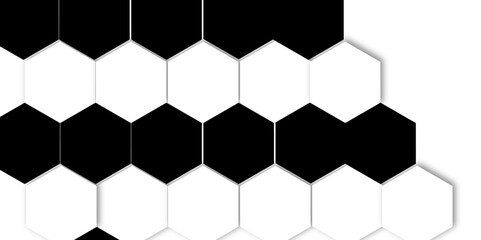 Naklejka premium Elegant 3D black and White Light Geometric hexagon Technology Structure with Polygonal Honeycomb Details, Abstract Visuals, and Luxury Pattern Design Elements for a Contemporary High-Tech Background 