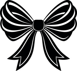 Tied Bow Silhouette Black Vector | Ribbon and Gift Wrap Design Vector