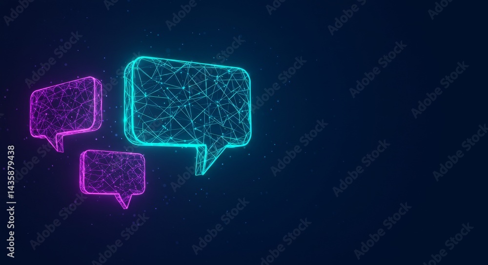 Aufkleber communication network - abstract glowing speech bubbles forming a network, symbolizing communication