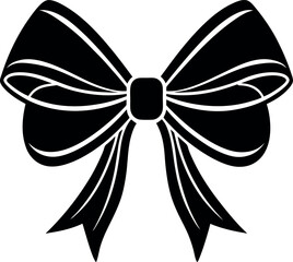 Tied Bow Silhouette Black Vector | Ribbon and Gift Wrap Design Vector