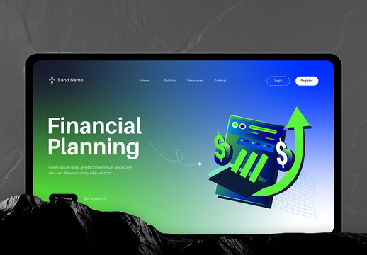 Financial Website Header with Illustration