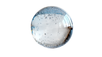 Single water bubble effect with clarity and refraction, isolated on white background
