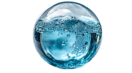 Single water bubble effect with clarity and refraction, isolated on white background