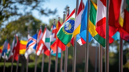 World flags waving outdoor. Possible use Stock photo