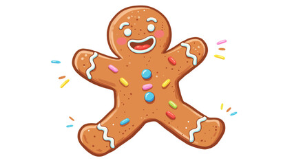 Festive Gingerbread Man Cookie with Sprinkles and Icing