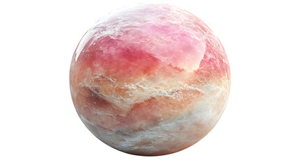 Pink planet sphere with atmospheric glow, isolated on white background
