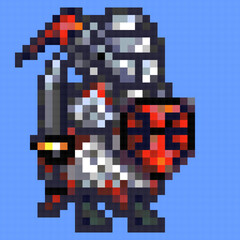 Pixelated Medieval Knight for video game pixel art 32x32