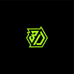 logo design concept cool and dynamic monogram BD esport gaming initial letter