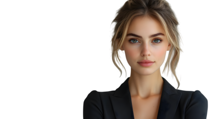 Portrait of businesswoman with crossed arms, professional appearance isolated on white background