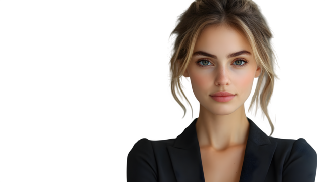 Portrait of businesswoman with crossed arms, professional appearance isolated on white background