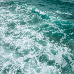 Ocean Waves Texture: Teal Water with White Foam
