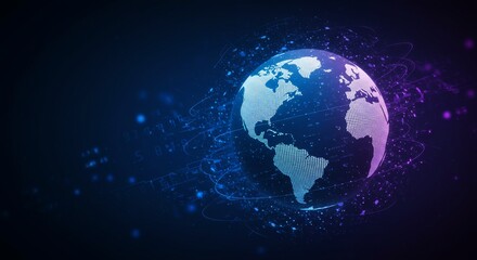Global Business Network: Finance and Technology - Symbolizing global finance, technological advancement, interconnectedness, data flow, and future innovation in a vibrant world
