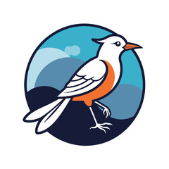 Bird_Logo_Design_Orange_White_Blue_Vector_Illustration