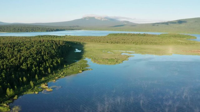 Southern Urals, Zyuratkul National Park: Bolshoy Nurgush Ridge. Aerial view.