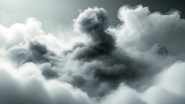 Realistic monochrome fog and clouds with transparent animations and special effects