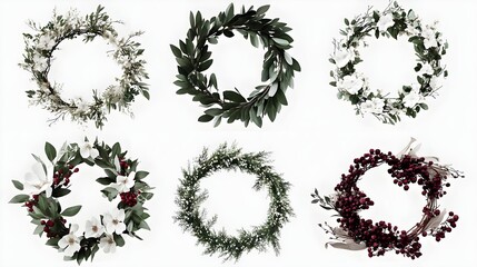 Elegant Floral Wreaths with Leaves and Berries for Seasonal Decor