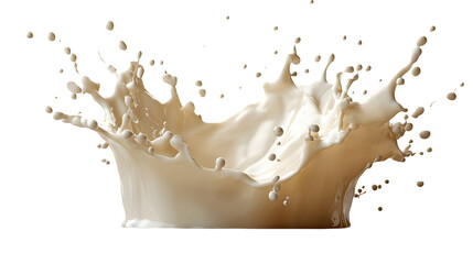 Realistic splash of milk with droplets and fluid motion, dairy product visual, isolated on white background