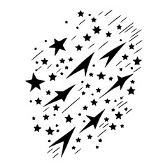 Stylized stellar shower: Cosmic design evoking speed, dynamism and celestial flair