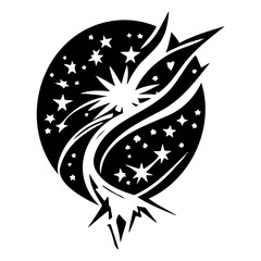 Cosmic expanse: stylized monochrome illustration of celestial explosion design