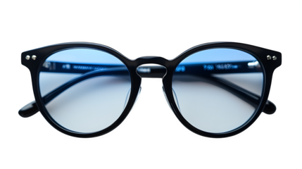 Stylish eyeglasses with clear lenses and modern frame, isolated on white background