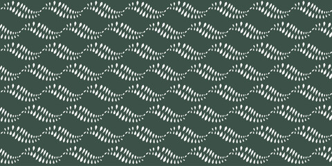 Seamless pattern of wavy leaves. Textile, clothing, background, nature, green, white.