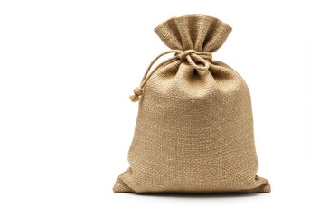 Burlap sack with rope isolate on white background