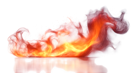 Red hot fire isolated on white background