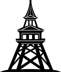 Tower Silhouette Black Vector | Icon for Architecture and Urban Vector